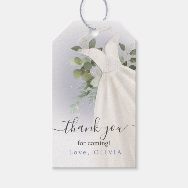 Etiqueta Para Presente Chá de panela De Vestido De Folhagem (Frente)