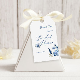 Etiqueta Para Presente Chá de panela do Festa Azul Floral de Tea