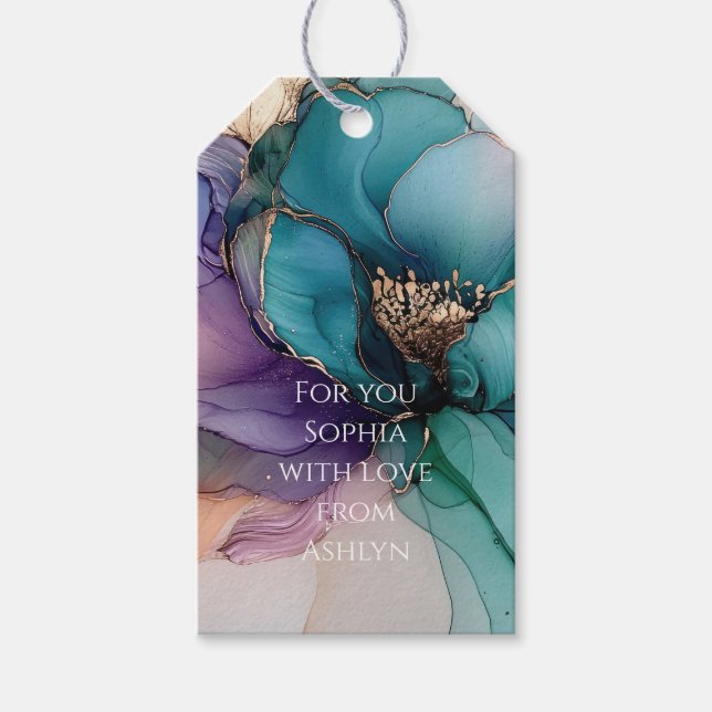 Etiqueta Para Presente Chá de panela Dourado Azul Aqua Puro (Frente)