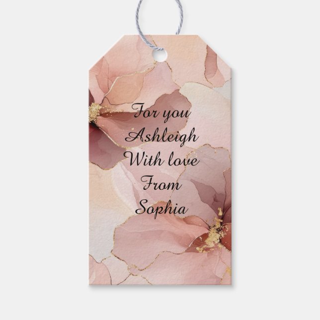 Etiqueta Para Presente Chá de panela Dourado Romântico Blush Rosa (Frente)