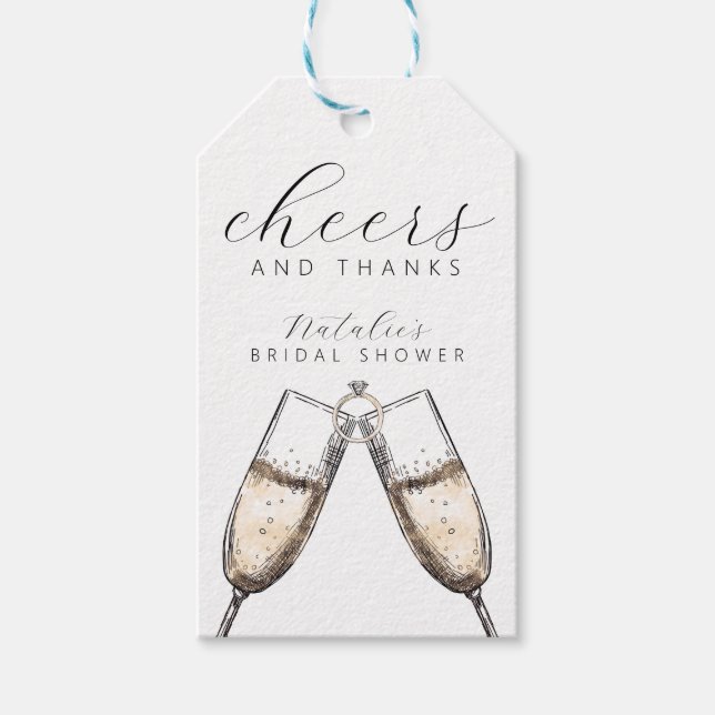 Etiqueta Para Presente Chá de panela Elegant Bubbles Champange (Frente)