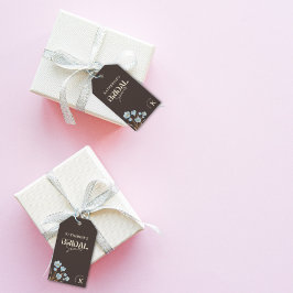 Etiqueta Para Presente Chá de panela Floral Castanho Elegante Azul