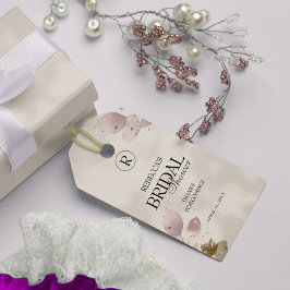 Etiqueta Para Presente Chá de panela Floral Cor-de-rosa com pincel empoei