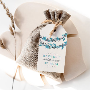 Etiqueta Para Presente Chá de panela Floral de Blue e Cream Winter Favor