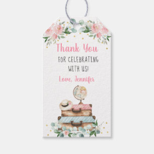 Etiqueta Para Presente Chá de panela Floral Dourado Rosa Muito Obrigado