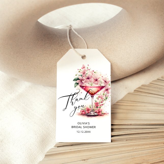 Etiqueta Para Presente Chá de panela Floral Rosa Obrigado (Criador carregado)