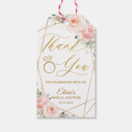 Etiqueta Para Presente Chá de panela Geométrico Dourado Floral Chic Blush