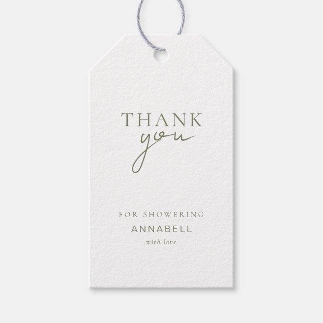 Etiqueta Para Presente Chá de panela moderno, mínimo, "OBRIGADO" (Frente)