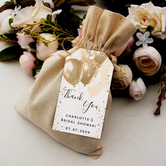 Etiqueta Para Presente Chá de panela ouro branco balão obrigado (Criador carregado)