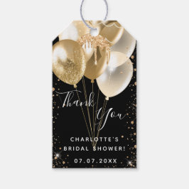 Etiqueta Para Presente Chá de panela preto - balão de ouro - obrigado