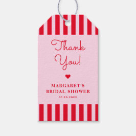 Etiqueta Para Presente Chá de panela Retro Rosa e Stripes Vermelhas