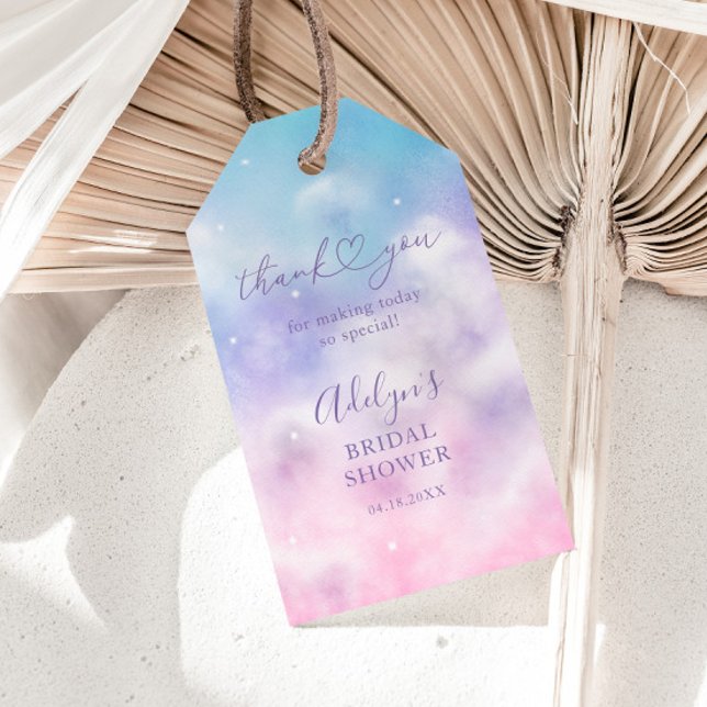 Etiqueta Para Presente Chá de panela Romântico de Nuvens Púrpuras (Criador carregado)