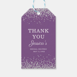 Etiqueta Para Presente Chá de panela Roxo de Silver Glitter Obrigado