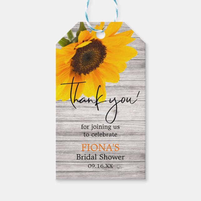 Etiqueta Para Presente Chá de panela Russo De Girassol - Obrigado (Frente)