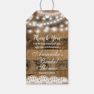 Etiqueta Para Presente Chá de panela Rústico De Luzes De Madeira Lace Obr