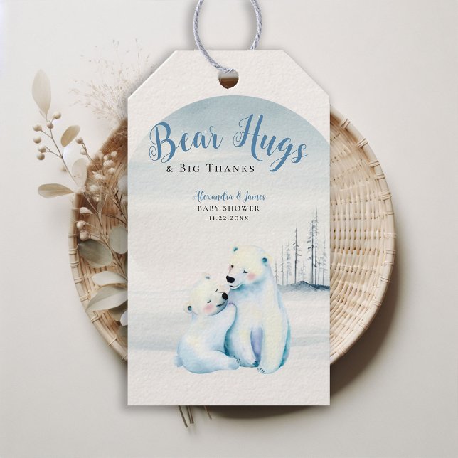 Etiqueta Para Presente Chá Polar Bear Cub (winter boy baby shower bearly wait polar bear mama cub watercolor cute adorable love gift tag)
