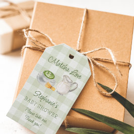 Etiqueta Para Presente Chá Revelação Tema Matcha Xadrez Verde