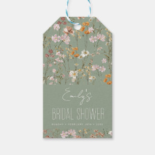 Etiqueta Para Presente Chá Verde Flor Silvestre Boho Festa de Noivado em