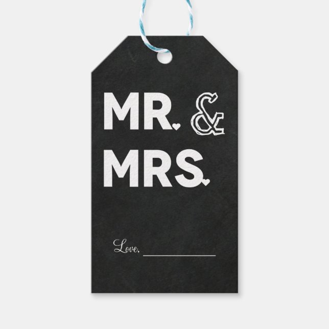 Etiqueta Para Presente Chalkboard Chalk Sr. noivado & Sra. Wedding (Frente)