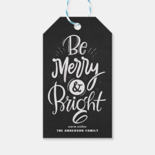 Etiqueta Para Presente Chalkboard Seja Feliz e Natal brilhante
