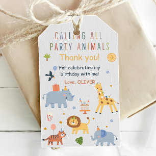 Etiqueta Para Presente Chamando Todos Animais de Festa Safari Zoo Anivers