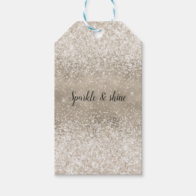 Etiqueta Para Presente Champanhe Branco Dourado Glitzy Glitzy (Frente)