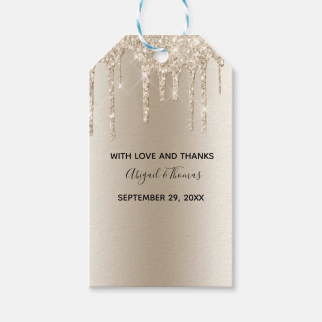 Etiqueta Para Presente Champanhe Glitter Trendy Glam Wedes (Frente)