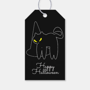 Etiqueta Para Presente Chapéu de Gato Preto de Halloween Doces ou Travess