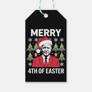 Etiqueta Para Presente Chapéu de Natal de Joe Biden Merry 4 de Páscoa