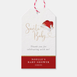 Etiqueta Para Presente Chapéu de Natal Vermelho do Papai Noel Bebê no Chá