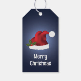 Etiqueta Para Presente Chapéu de Papai Noel Vermelho Com Azevinho de Nata