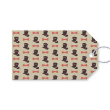 Chapéu superior e etiqueta de presente de arco