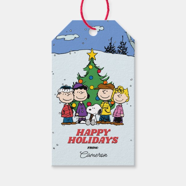 Etiqueta Para Presente Charlie Brown e Amigos Natal (Frente)