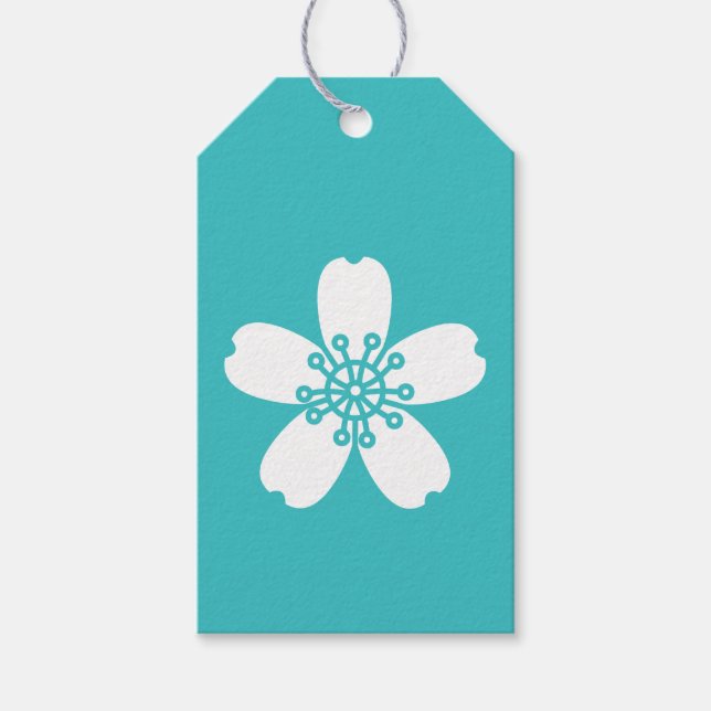 Etiqueta Para Presente Charming Sakura em Turquesa Etiqueta de Presente (Frente)