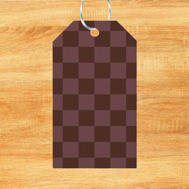 Etiqueta Para Presente Checkerboard castanho escuro (Criador carregado)
