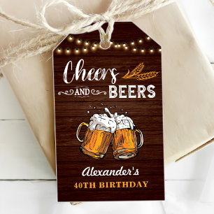 Etiqueta Para Presente Cheers and Beers aniversário de 40 anos Rustic