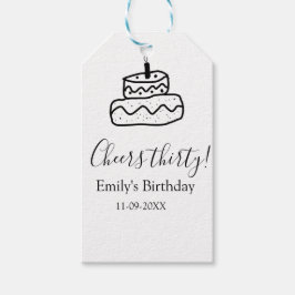 Etiqueta Para Presente Cheers thirty birthday cake black scribble hand