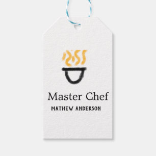 Etiqueta Para Presente Chef mestre adicionar nome panela preta fumaça de