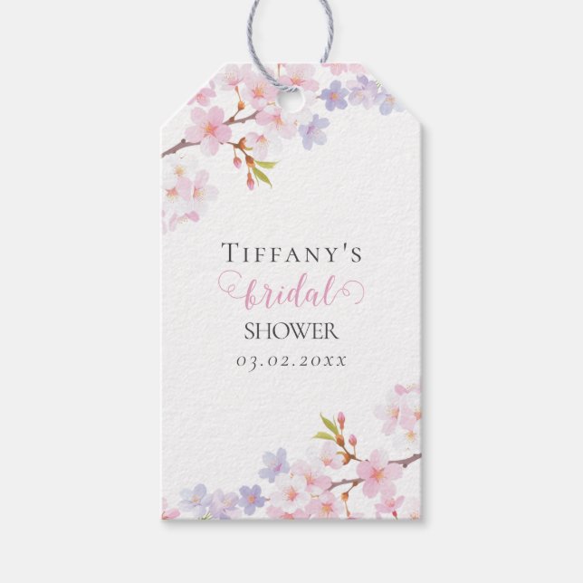 Etiqueta Para Presente Cherry Blossom in Bloom Garden Bridal Shower (Frente)