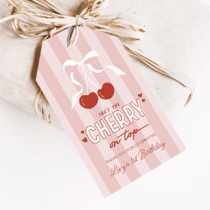 Etiqueta Para Presente Cherry First Coquette Girls Favor do primeiro aniv