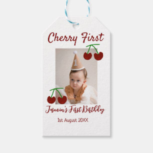 Etiqueta Para Presente Cherry Primeiro feliz foto de aniversário crianças