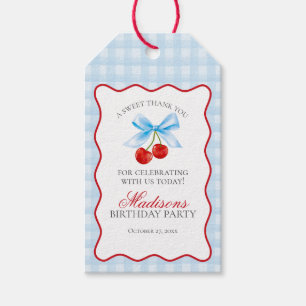 Etiqueta Para Presente Cherry Sweet Blue Coquette Arco Birthday Favor