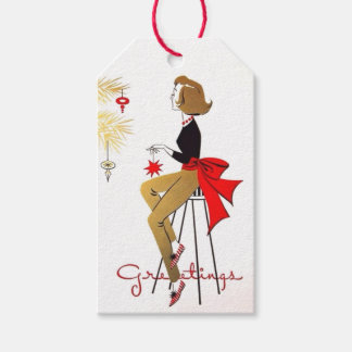 Etiqueta Para Presente Chic 50s Lady Decorating Tree