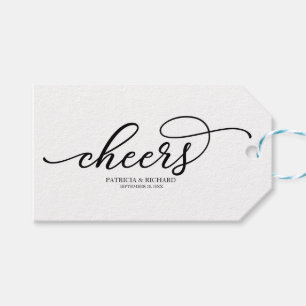 Etiqueta Para Presente Chic Black Script Cheers Wine Bottle Tags