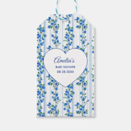 Etiqueta Para Presente Chic Boho Azul Convite de Flor de Bebê Menino Chuv
