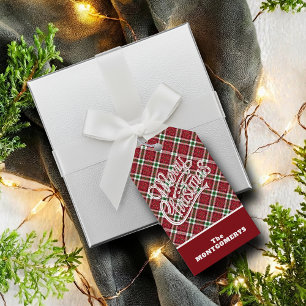 Etiqueta Para Presente Chic Brilhante Xadrez Feliz Natal
