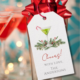 Etiqueta Para Presente Chic Candy Cane Martini e Férias de Amor-perfeito