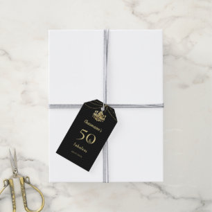 Etiqueta Para Presente Chic Dourado Chandelier 50 e Fabuloso Aniversário