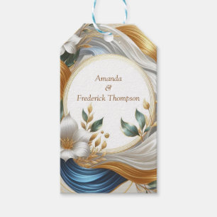 Etiqueta Para Presente Chic Elegant Swirls in Dourado, Silver, Blue, Yell