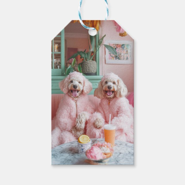 Etiqueta Para Presente Chic Labradoodles em Lounge Rosa (Frente)